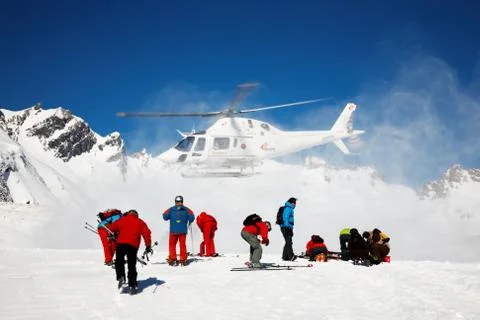 Heli-skiing Stock Photos