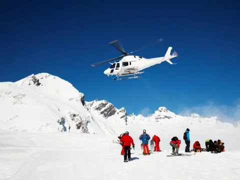 Heli-skiing Stock Photos