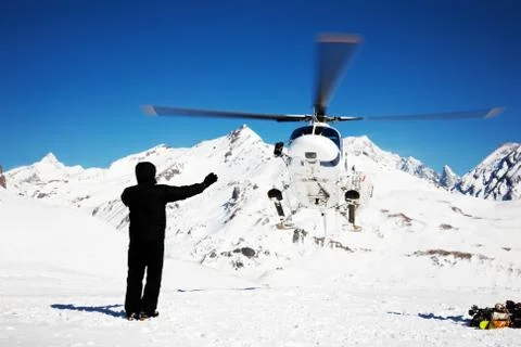 Heli-skiing Stock Photos