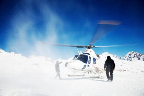 Heli-skiing Stock Photos