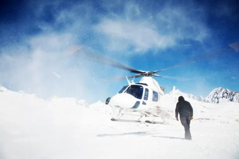 Heli-skiing Stock Photos