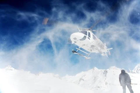 Heli-skiing Stock Photos