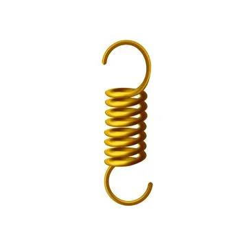 Helical extension golden spring, 3D vector model of machine detail. Tension Stock Illustration