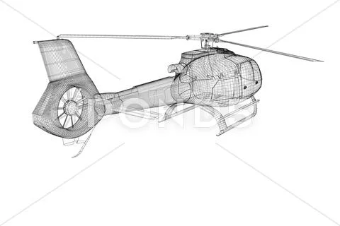Helicopter, 3d model, body structure , wire model: Graphic #40287557