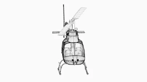Helicopter 3d model revolving on white background (1080p) Video stock 10731990