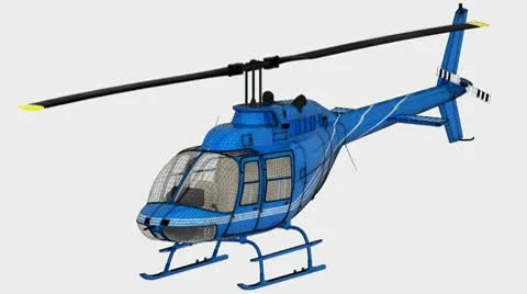 Helicopter 3d model with superimposed wireframe step by step (1080p) Stock Footage 10731965