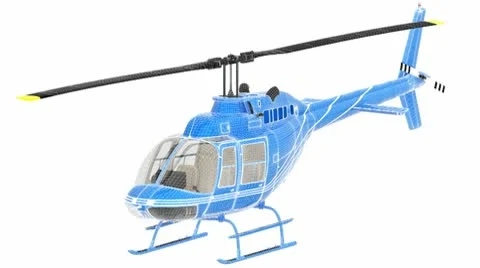 Helicopter 3d model with superimposed wireframe step by step (1080p) Stock-Footage 10731967