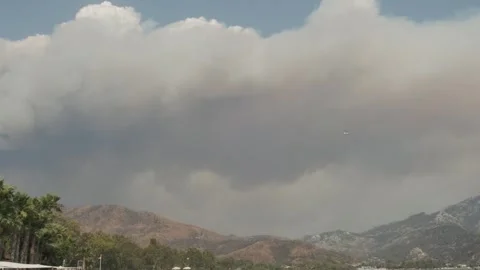Helicopter in Action During Wildfire Suppression Stock Footage 282929395