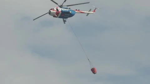 Helicopter Aerial Firefighting Operation in Marmaris Stock Footage 282929370