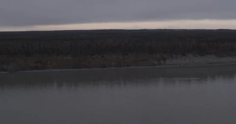 Helicopter aerial shot of trees on cliffs in Alaska, drone Stock Footage 115077215