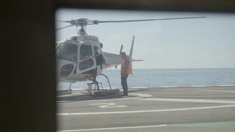 Helicopter after landing Stock Footage 77031153