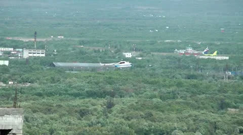The helicopter after long flight arrived on the base for maintenance Stock-Footage 12314547
