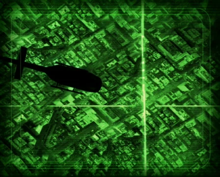Helicopter aim some object on the street Stock Footage 736259