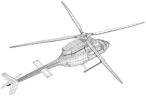 Helicopter air machine. Wire-frame EPS10 format. Vector created of 3d, Wire Stock Illustration
