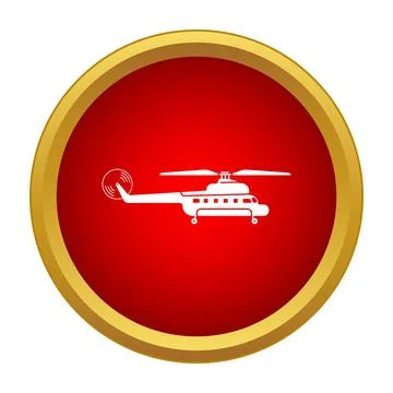 Helicopter aircraft icon on red button symbol Stock Illustration