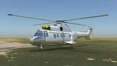Helicopter on an airfield Illustrazione stock