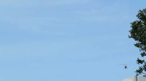 Helicopter approach from behind house Stock Footage 12117424