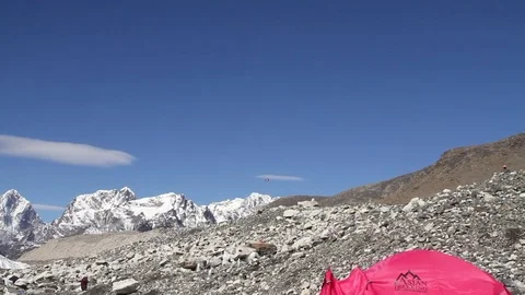 Helicopter Arriving at Mt. Everest Base Camp Stock Footage 70842923