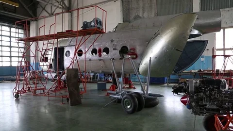 Helicopter assembly workshop. Stock Footage 82800415