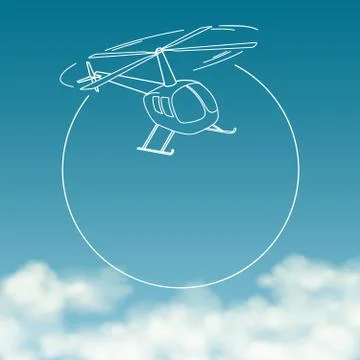 Helicopter on background of cloudy sky with space for text Stock Illustration