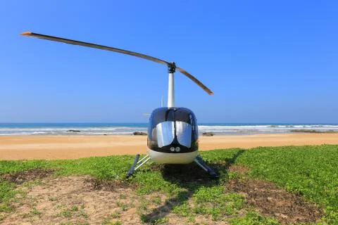 Helicopter on the beach Stock Photos