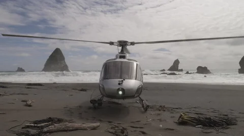 Helicopter on beautiful beach Stock-Footage 65885947