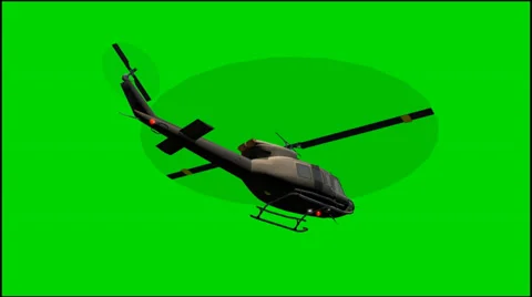 Helicopter Bell UH-1 fly - green screen footage Stock-Footage 33632855