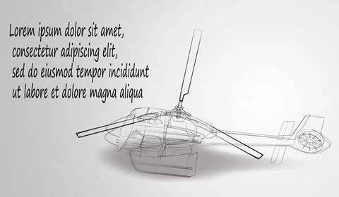 Helicopter of black lines on a white background. Drawing sketch. Vector illus Stock Illustration