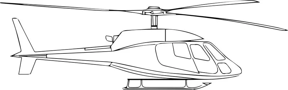 Helicopter Blueprint - Side View Stock Illustration