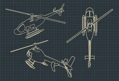 Helicopter blueprints Stock Illustration