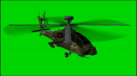 Helicopter Boeing AH- 64 Apache in fly - isolated green screen footage Stock-Footage 33627353