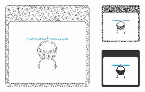 Helicopter Calendar Page Vector Mesh 2D Model and Triangle Mosaic Icon Stock Illustration