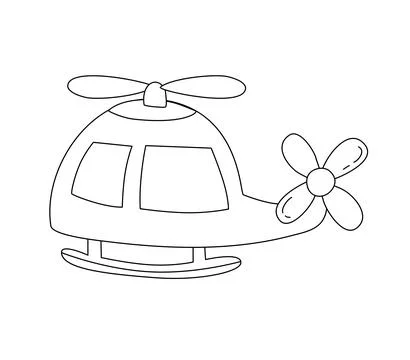 Helicopter Children vector Doodle Template for books black and white Stock Illustration