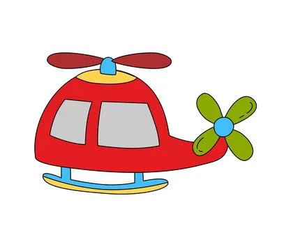 Helicopter Children Vector Doodle Template for Books Stock Illustration