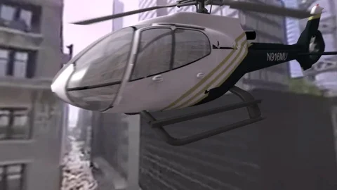Helicopter city action flying Stock Footage 93736088