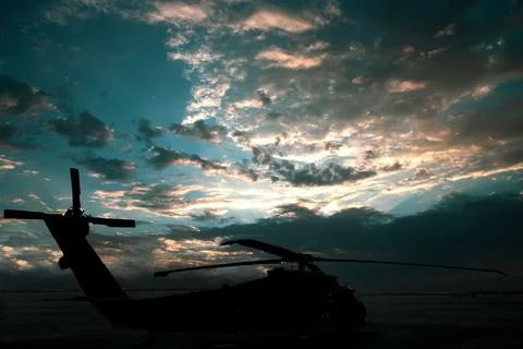 Helicopter In the Clouds Stock Photos
