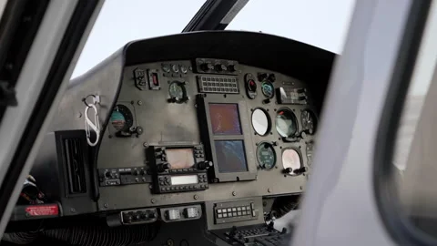 Helicopter Cockpit with Flight Instruments Stock Footage 319702027