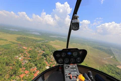 Helicopter cockpit inside view Foto stock