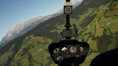 Helicopter Cockpit View in the Alps Stock Footage 29623598