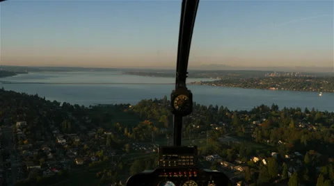 Helicopter cockpit view in flight Stock Footage 57378677