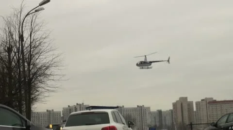 The helicopter comes to a landing Stock Footage 11305085