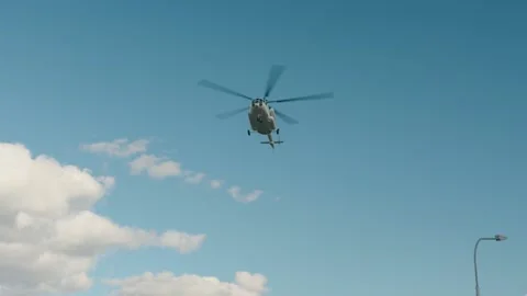 The helicopter is coming in to land Stock Footage 149751318