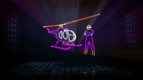 Helicopter. Computer simulation of a laser show (based on a real laser show) Video stock 132013856