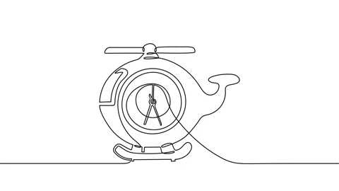 Helicopter Continuous one-line drawing animation Stock Footage