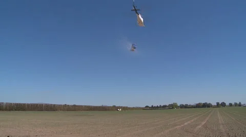 Helicopter crop dusting Stock Footage 43284961
