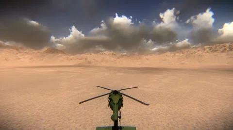 Helicopter crossing the desert Stock Footage 25301799