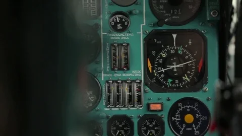 Helicopter dashboard close-up helicopter elements Stock Footage 73299532