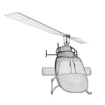 Helicopter detailed wireframe. Vector isolated on a white background. Adult Stock Illustration