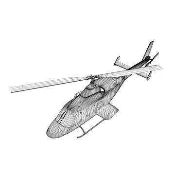 Helicopter detailed wireframe. Vector isolated on a white background. Adult Stock Illustration