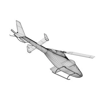 Helicopter detailed wireframe. Vector isolated on a white background. Adult Stock Illustration